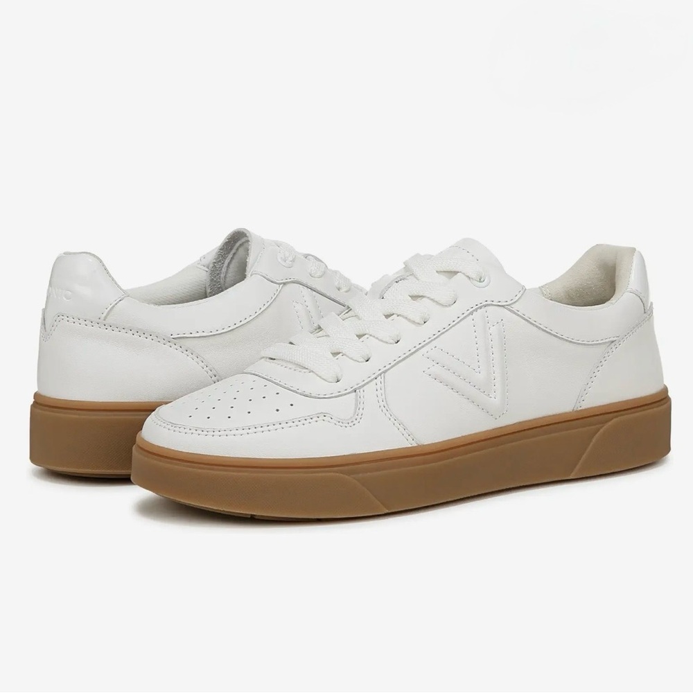 Vionic Kimmie Court Sneakers White Leather Gum Sole Size 8.5